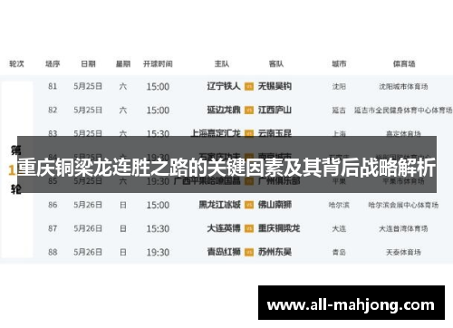 重庆铜梁龙连胜之路的关键因素及其背后战略解析